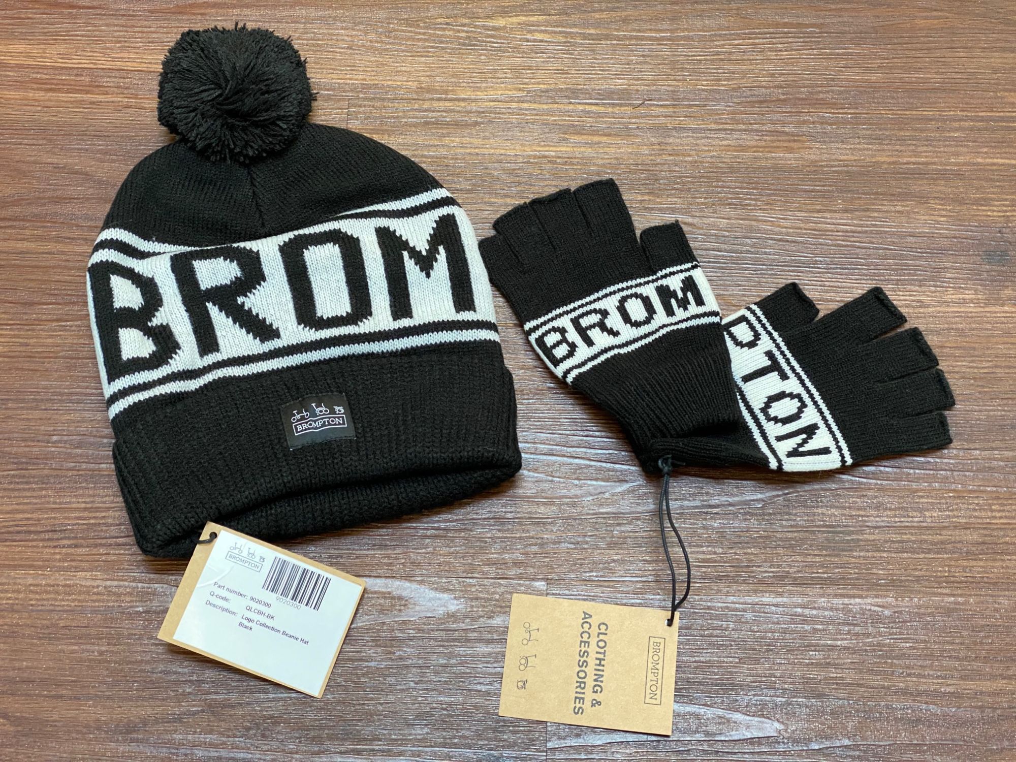 Brompton Logo Collection Set Beanie Mütze und Handschuhe